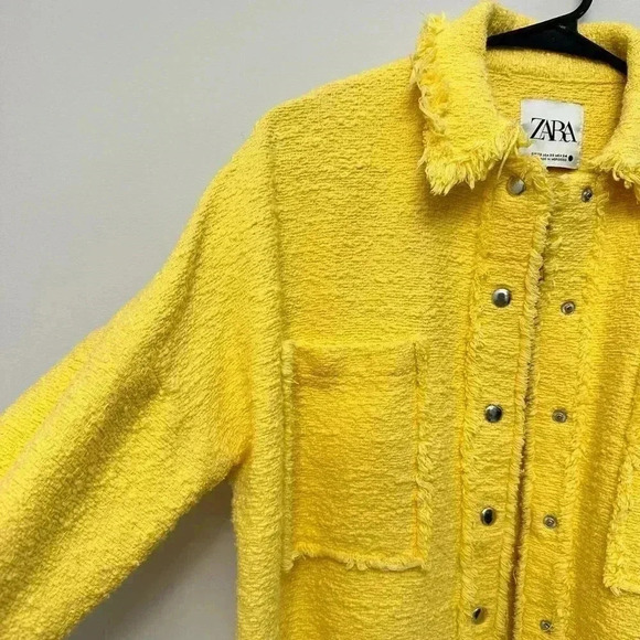 Zara Oversized Textured Knit  Jacket Shacket Yellow Women's Size XS - Picture 4 of 14